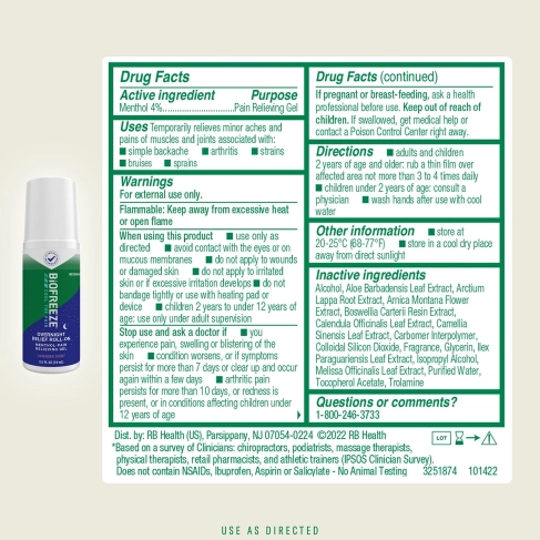 Biofreeze® Overnight Relief Roll-on, 3 fl oz.