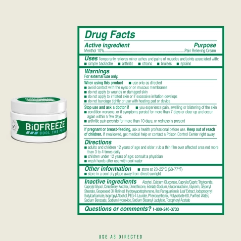 Biofreeze® Pain Relief Cream, 3 oz. Jar