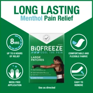 Biofreeze Pain Relief Patches Long Lasting Menthol Pain Relief